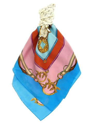 Pinko Tuch mit Seidenanteil in Rosa/ Blau - (L)86 x (B)86 cm