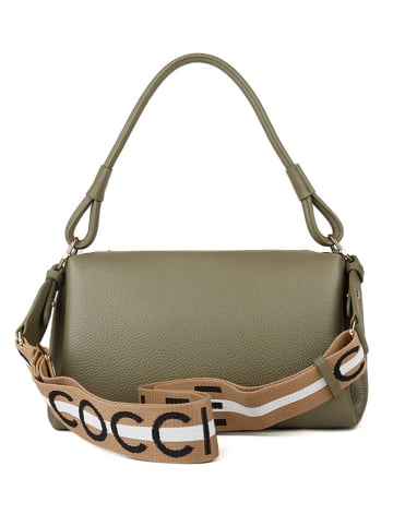 COCCINELLE Leder-Schultertasche in Khaki - (B)29 x (H)20 x (T)13 cm