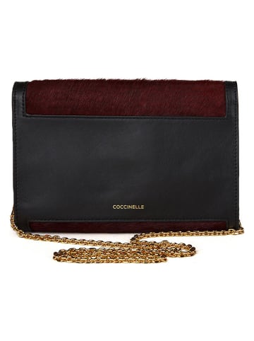 COCCINELLE Leder-Umhängetasche in Schwarz/ Bordeaux - (B)22 x (H)14 x (T)3 cm