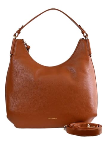 COCCINELLE Leder-Schultertasche in Hellbraun - (B)38 x (H)24 x (T)12 cm