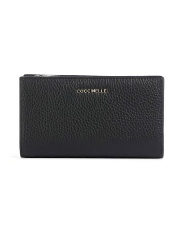 COCCINELLE Leder-Geldbörse in Schwarz - (B)16 x (H)9 x (T)4 cm