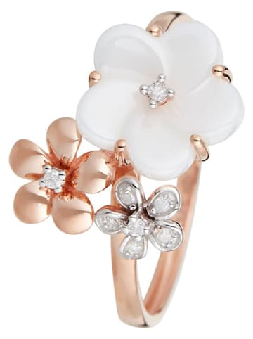 DIAMOND & CO Roségouden ring "Floraisons" met diamanten