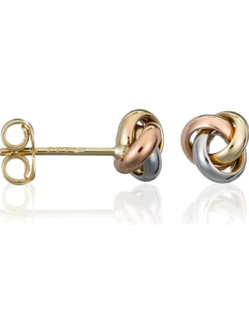 DIAMOND & CO Geel/rosé/witgouden oorstekers "Noeud tricolore"