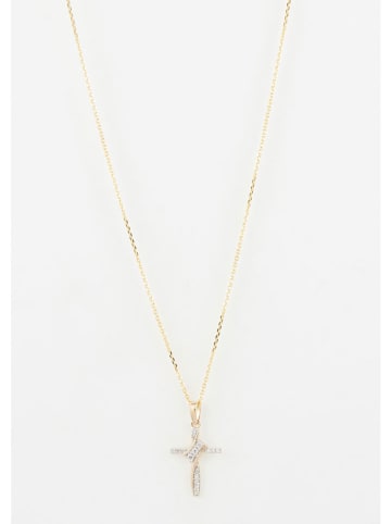 DIAMOND & CO Gouden hanger "Ma croix torsadée" met diamanten