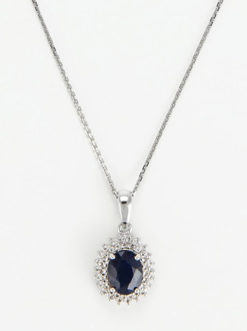 DIAMOND & CO Witgouden hanger "Soleil Bleu" met edelstenen