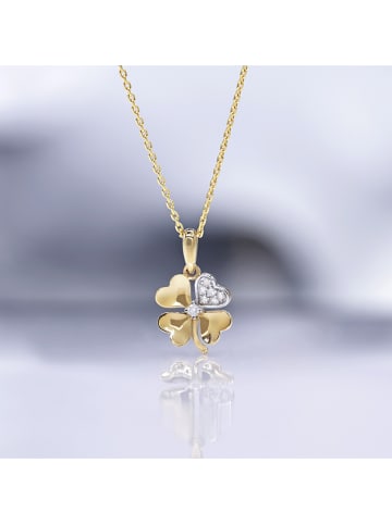 DIAMOND & CO Gouden hanger "Dites-le Avec Une Fleur" met diamanten