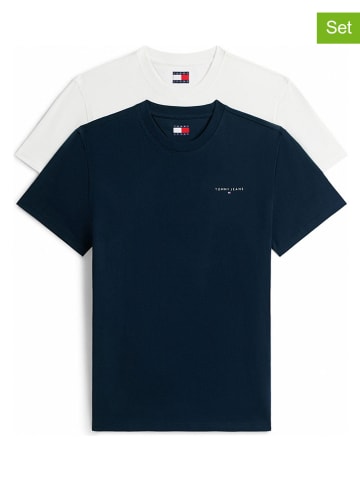 Tommy Hilfiger 2er-Set: Shirts in Weiß/ Dunkelblau