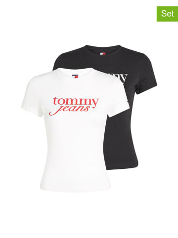 Tommy Hilfiger Koszulki (2 szt.) w kolorze kremowo-czarnym