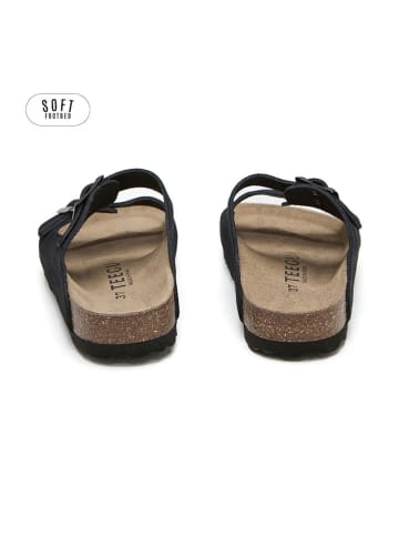 teegu Leder-Pantoletten in Schwarz