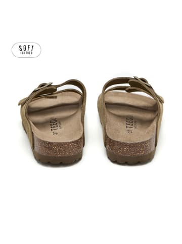 teegu Leren slippers kaki