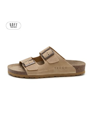 teegu Leren slippers lichtbruin
