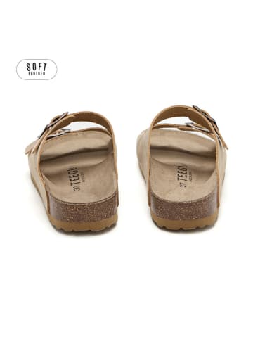 teegu Skórzane klapki w kolorze jasnobrązowym