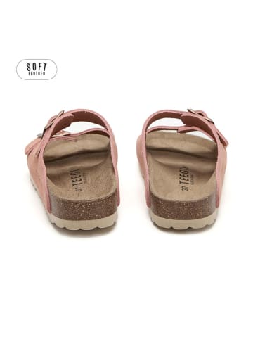 teegu Leder-Pantoletten in Rosa