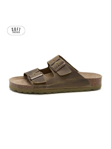 teegu Leren slippers kaki