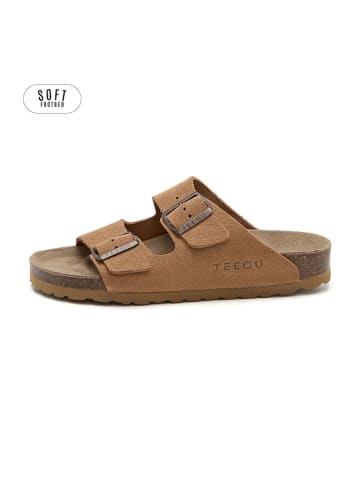 teegu Leren slippers lichtbruin