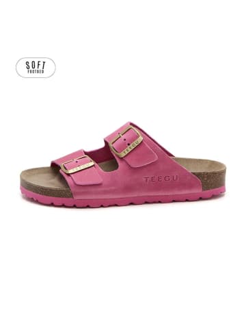 teegu Leder-Pantoletten in Pink