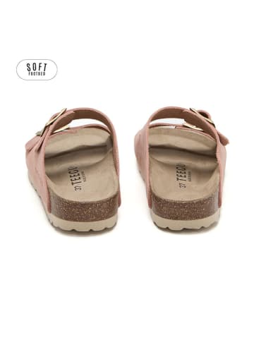 teegu Leder-Pantoletten in Rosa