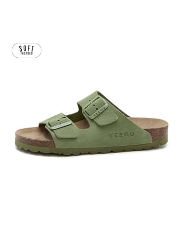 teegu Skórzane klapki w kolorze zielonym