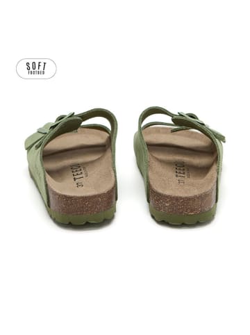 teegu Leder-Pantoletten in Grün