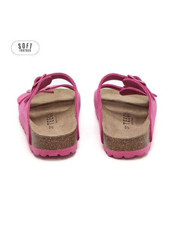 teegu Skórzane klapki w kolorze różowym