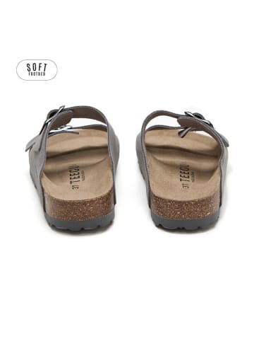 teegu Leder-Pantoletten in Grau