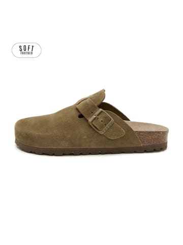 teegu Leren clogs kaki