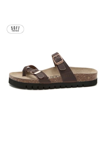 teegu Leren teenslippers bruin