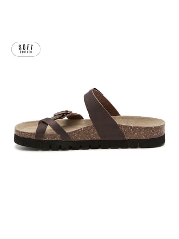 teegu Leren teenslippers bruin