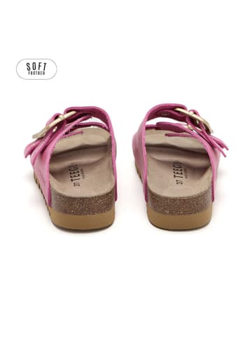 teegu Leder-Pantoletten in Pink