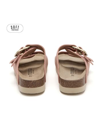 teegu Skórzane klapki w kolorze jasnoróżowym