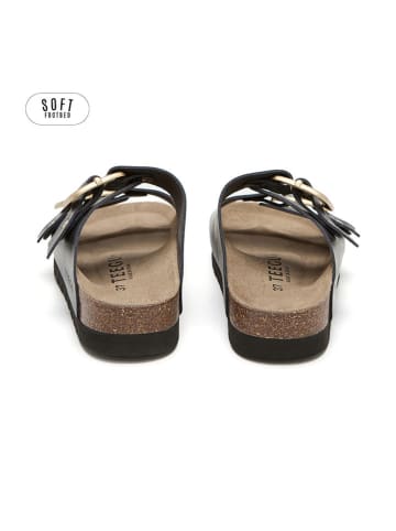 teegu Leder-Pantoletten in Schwarz