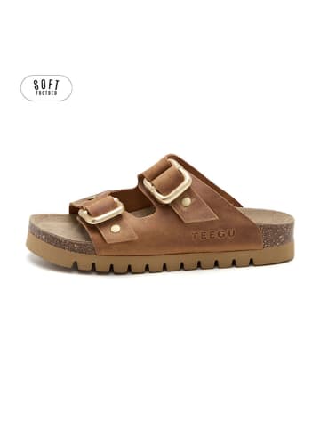teegu Leren slippers lichtbruin
