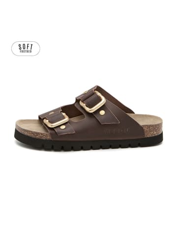 teegu Leder-Pantoletten in Braun