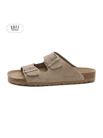 teegu Leren slippers lichtbruin