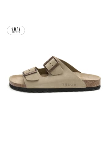 teegu Skórzane klapki w kolorze khaki