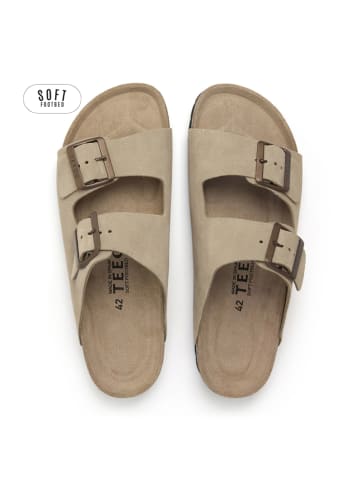 teegu Leren slippers kaki