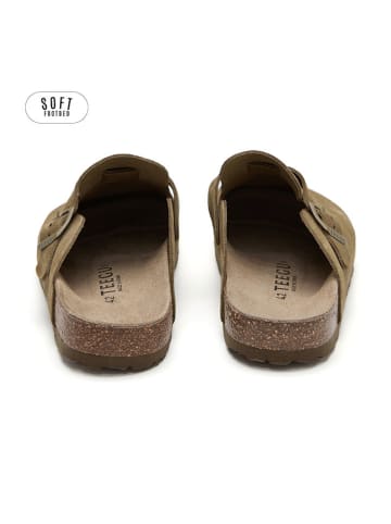 teegu Leren clogs kaki