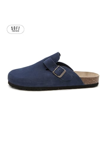teegu Leren clogs donkerblauw