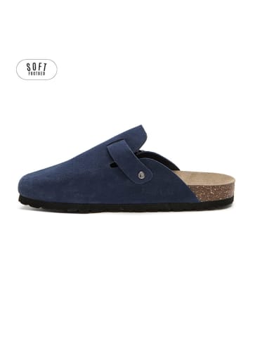 teegu Leren clogs donkerblauw