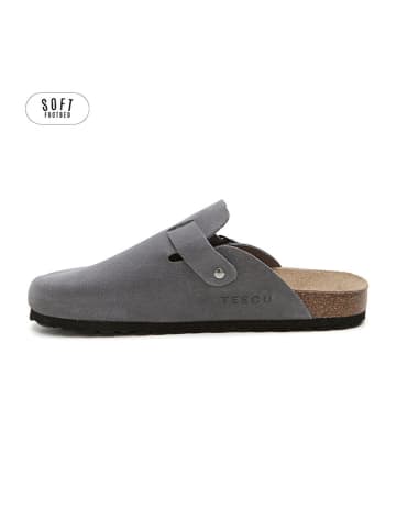 teegu Leder-Clogs in Grau