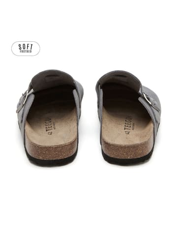 teegu Leder-Clogs in Grau