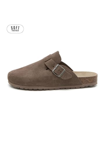 teegu Leder-Clogs in Braun