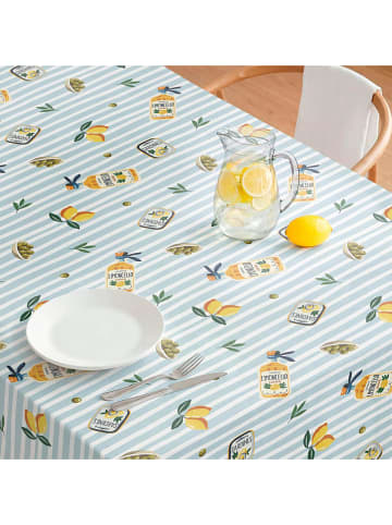 Mint Rugs Tafellaken "Limoncello" lichtblauw/wit/geel
