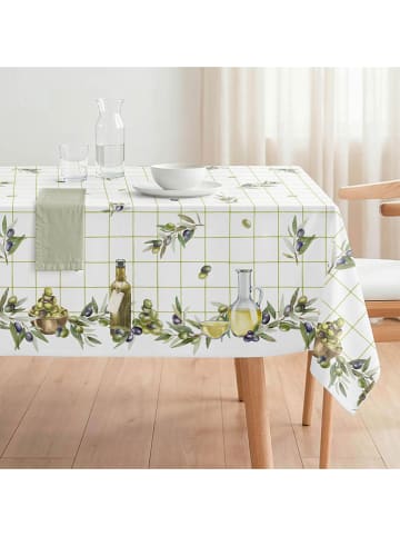 Mint Rugs Tafellaken "Olivera" wit/groen