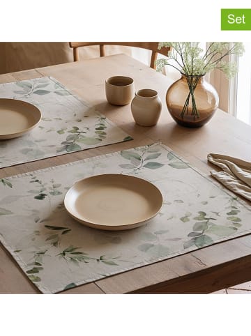 Mint Rugs Podkładki stołowe (2 szt.) "Suria" w kolorze kremowo-zielonym - 50 x 40 cm