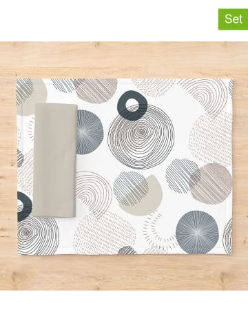 Mint Rugs 2-delige set: placemats "Caleb" wit/blauw/grijs - (L)50 x (B)40 cm