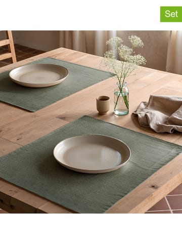 Mint Rugs 2-delige set: placemats "Indra" kaki - (L)50 x (B)40 cm