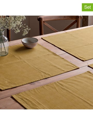 Mint Rugs 2-delige set: placemats "Indra" mosterdgeel - (L)50 x (B)40 cm