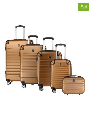 Canadian Peak 5tlg. Hardcase-Trolleyset "Shockeak" in Hellbraun
