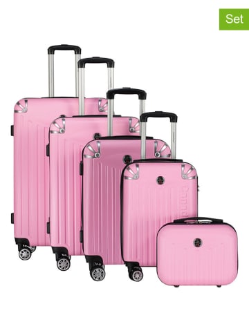 Canadian Peak 5tlg. Hardcase-Trolleyset "Softlesseak" in Pink